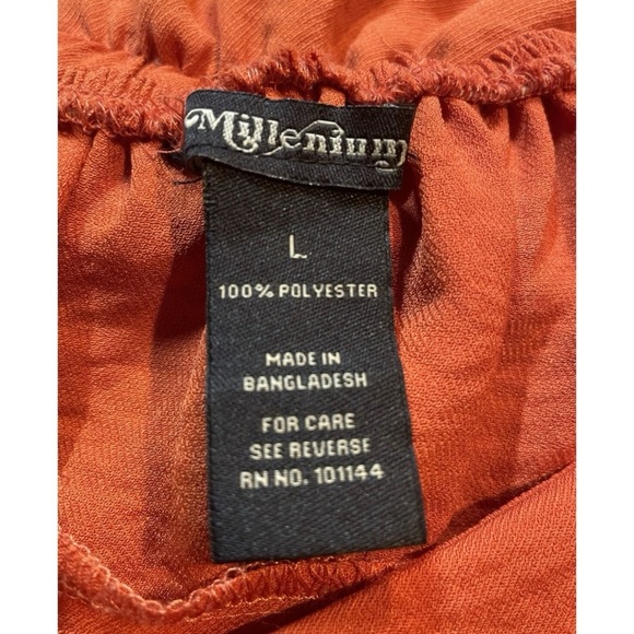 Millenium Off Shoulder Button Up Dress Orange Womens Size Large Elastic Waist - Picture 3 of 6